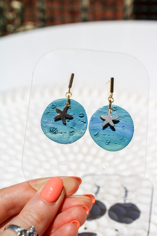 Ocean Dangles with Gold Starfish