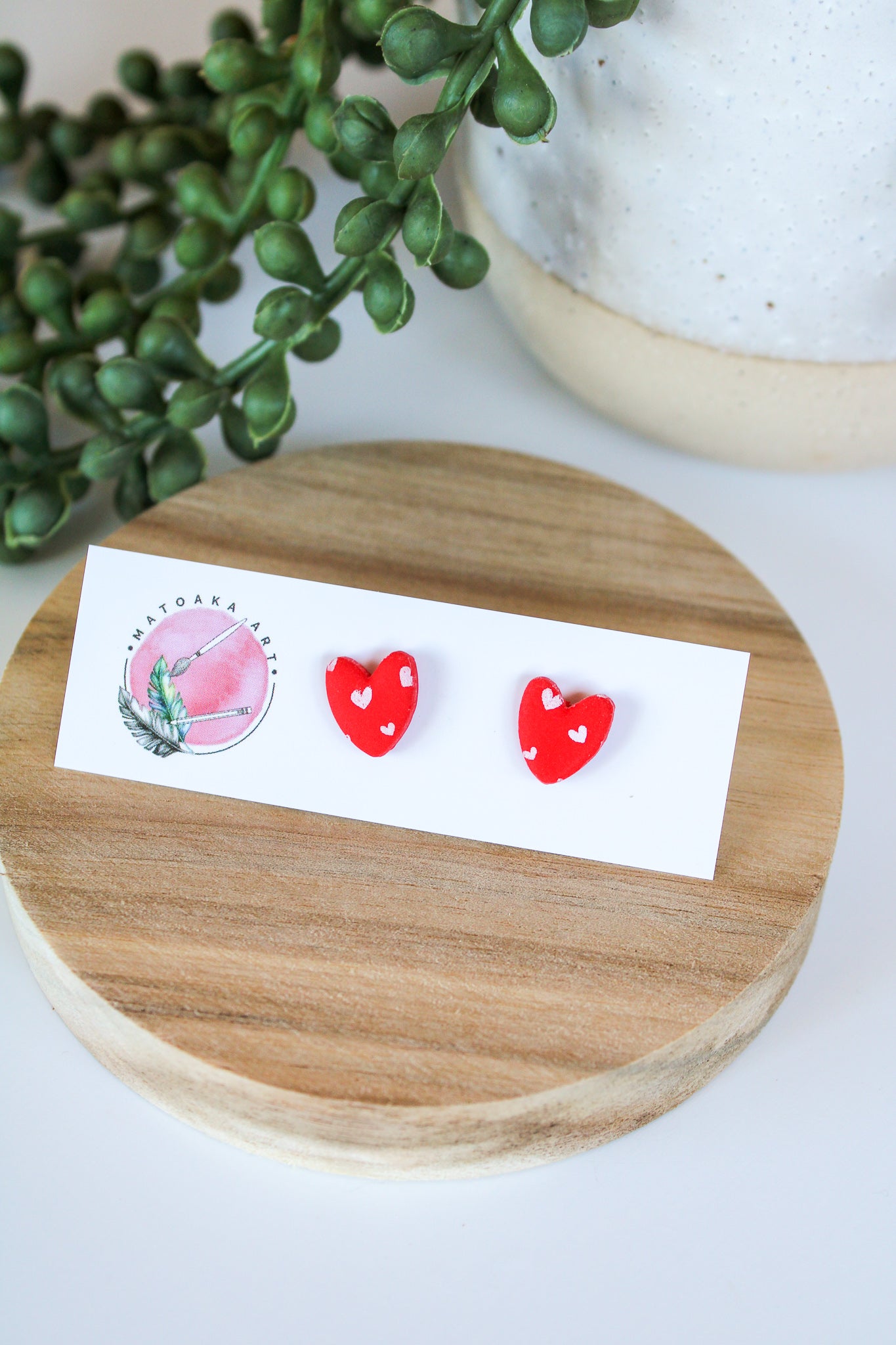 Polka Dot Heart Mini Studs