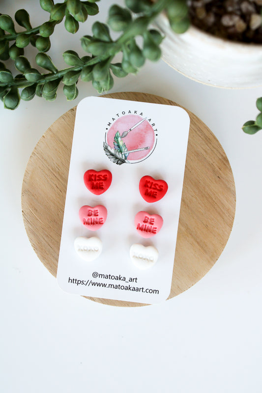 Candy Heart Studs - 3 Pack