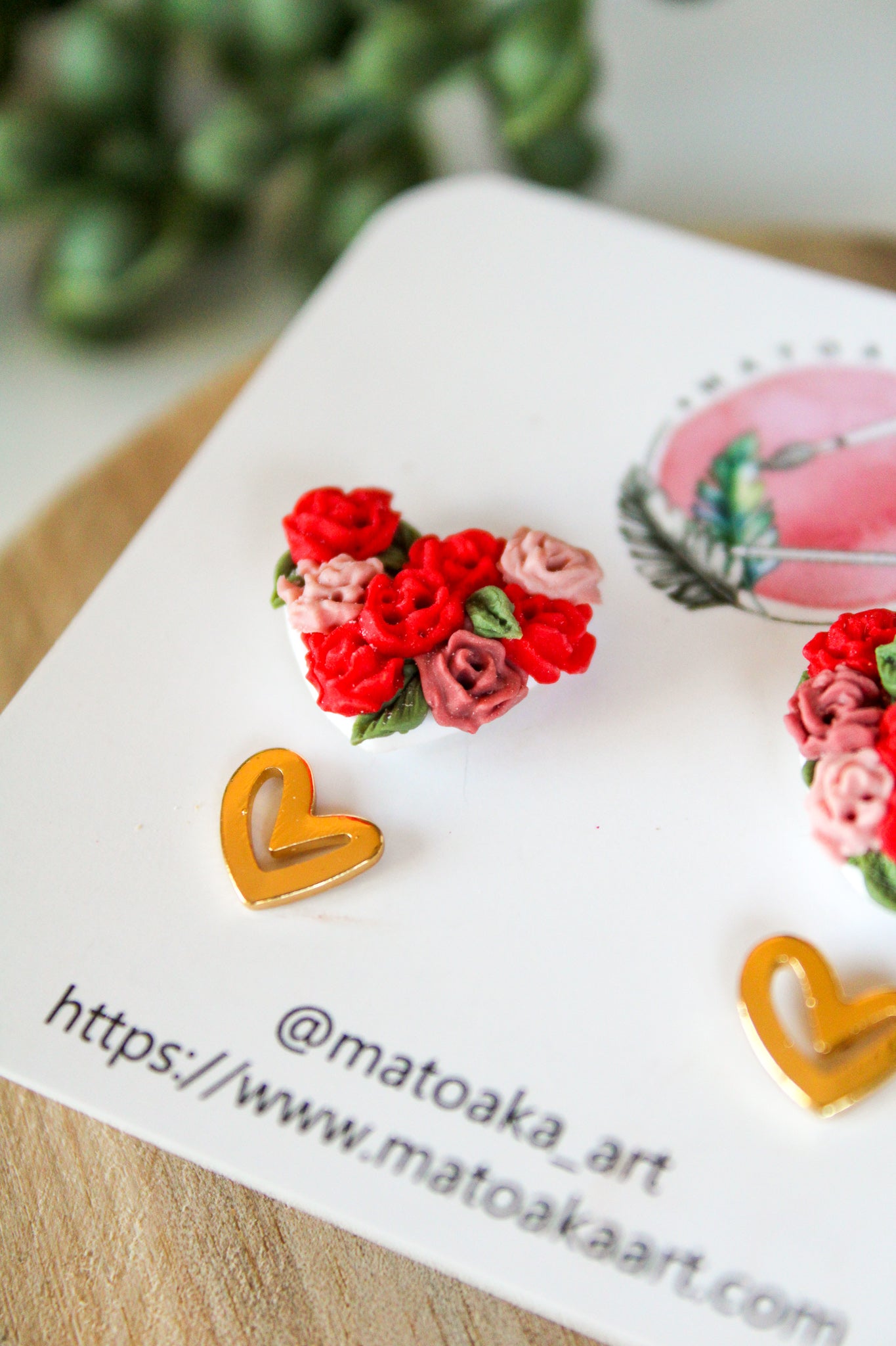 Rosy Heart Studs - 2 pack!