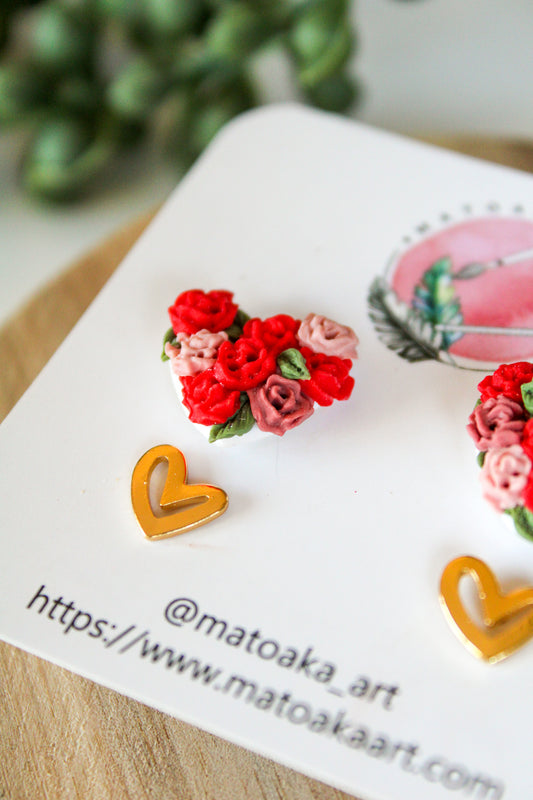 Rosy Heart Studs - 2 pack!