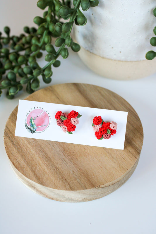 Rosy Heart Studs