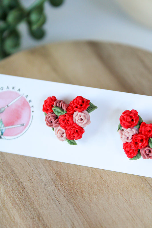 Rosy Heart Studs